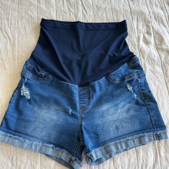 Source Unknown Pants - Maternity Stretchy Distressed Denim Shorts - SO COMFY!!!